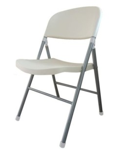 Silla BEACH, plegable, metal plata, polipropileno blanco