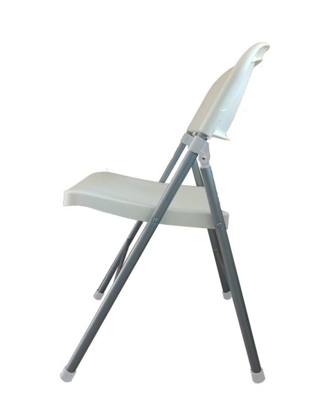 Silla BEACH, plegable, metal plata, polipropileno blanco