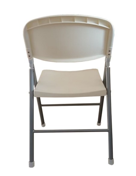 Silla BEACH, plegable, metal plata, polipropileno blanco