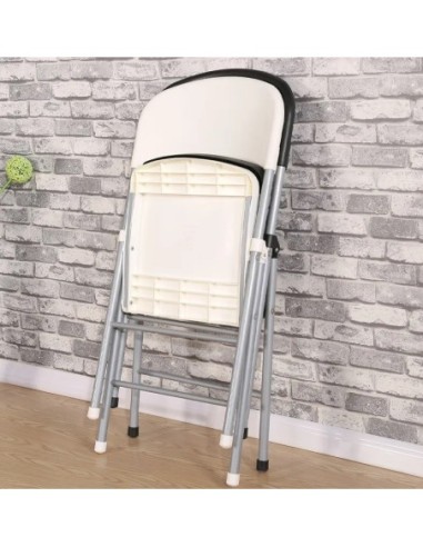 Silla BEACH, plegable, metal plata, polipropileno blanco