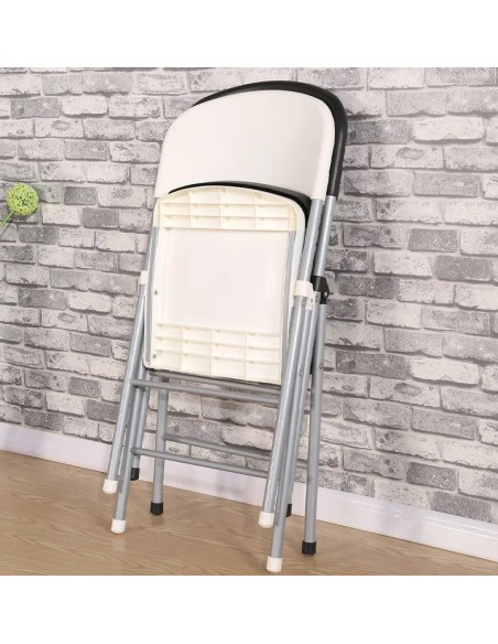 Silla BEACH, plegable, metal plata, polipropileno blanco