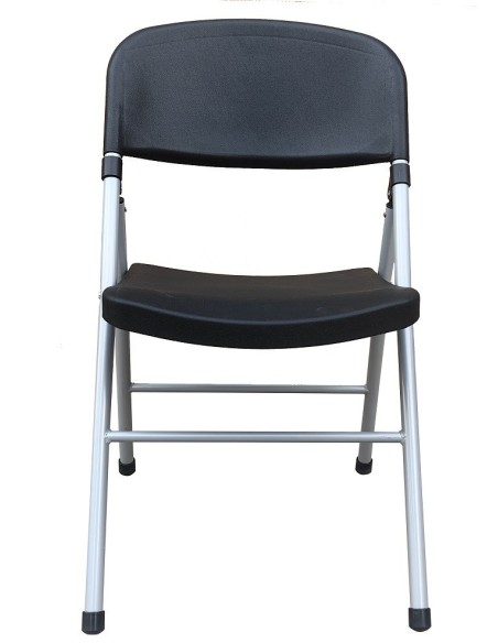 Silla BEACH, plegable, metal plata, polipropileno negro