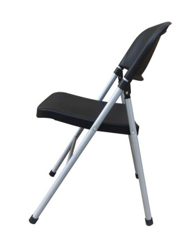 Silla BEACH, plegable, metal plata, polipropileno negro