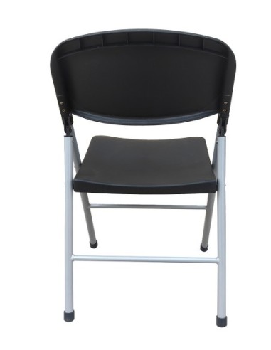 Silla BEACH, plegable, metal plata, polipropileno negro