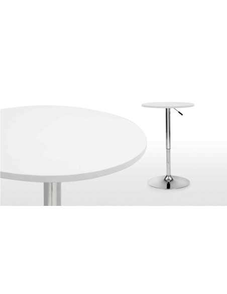 Mesa MABEL, graduable, tapa soft blanca, 70 cms de diámetro