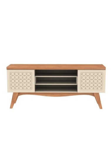 Mueble TV LIZ, blanco roto y coral, 160 cms.