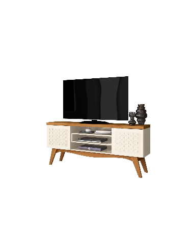 Mueble TV LIZ, blanco roto y coral, 160 cms.