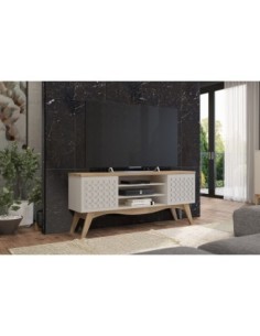 Mueble TV LIZ, blanco roto y cedro, 160 cms. 2