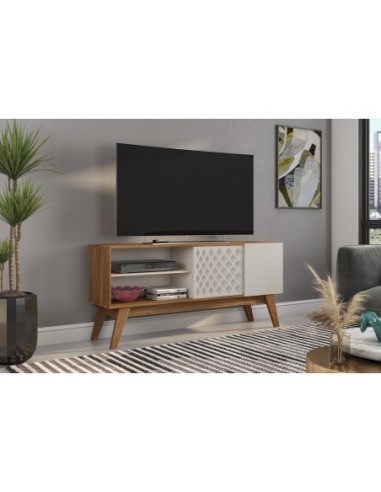 Mueble TV PREMIUM, matte y blanco roto, 150 cms.