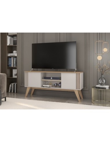 Mueble TV VITTA, blanco roto y cedro, 150 cms.