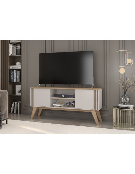 Mueble TV VITTA, blanco roto y cedro, 150 cms.