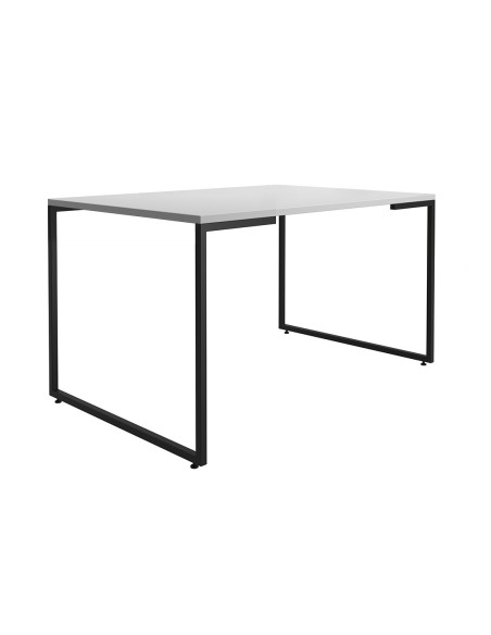 Mesa PORTO 135, metal negro, tapa MDP color blanco, 135 x 90 cms