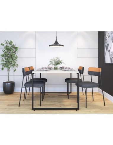 Mesa PORTO 135, metal negro, tapa MDP color blanco, 135 x 90 cms
