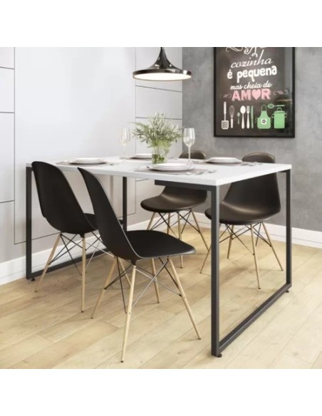 Mesa PORTO 135, metal negro, tapa MDP color blanco, 135 x 90 cms