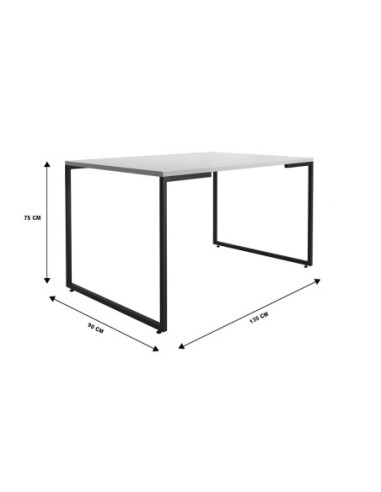 Mesa PORTO 135, metal negro, tapa MDP color blanco, 135 x 90 cms