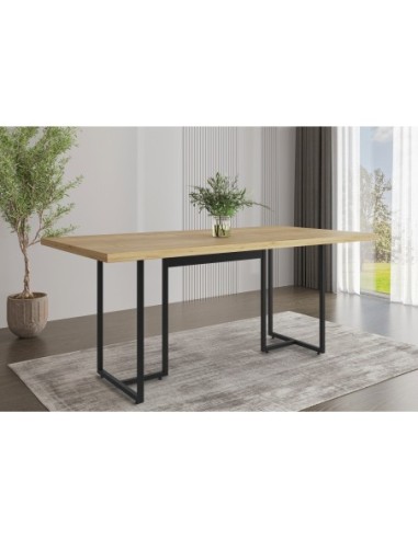 Mesa PRIME 40, metal negro, tapa MDP color natural, 180 x 90 cms