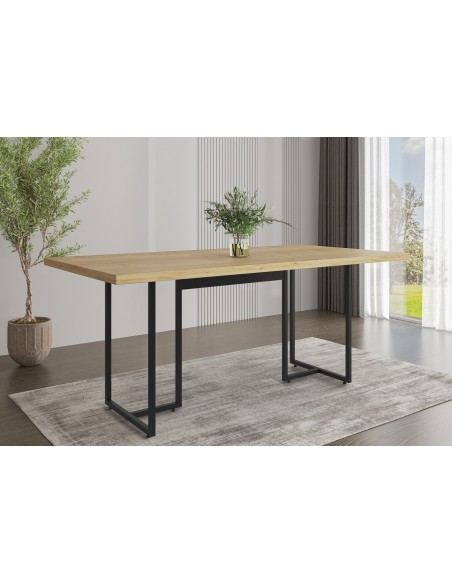 Mesa PRIME 40, metal negro, tapa MDP color natural, 180 x 90 cms