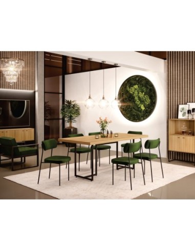 Mesa PRIME 40, metal negro, tapa MDP color natural, 180 x 90 cms