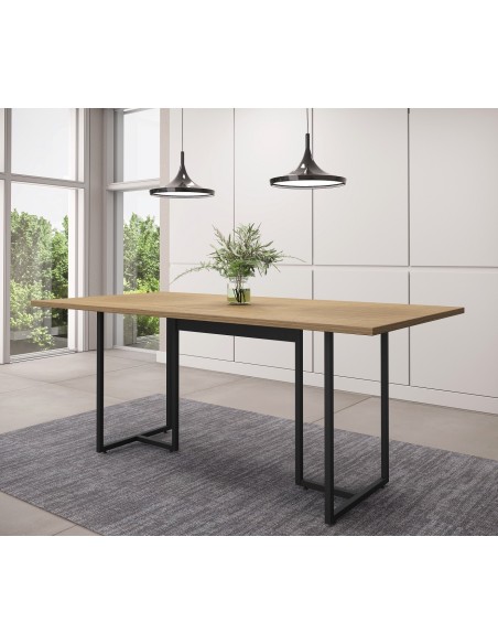 Mesa PRIME 25, metal negro, tapa MDP color avellana, 180 x 90 cms