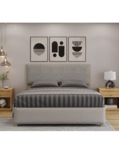 Cabecero tapizado UNI 140, MDP miel, tejido panamá, 140x5x90 cms 2