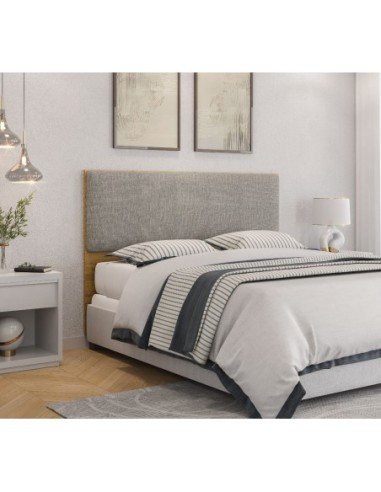 Cabecero tapizado UNI 160, MDP miel, tejido panamá, 160x5x90 cms