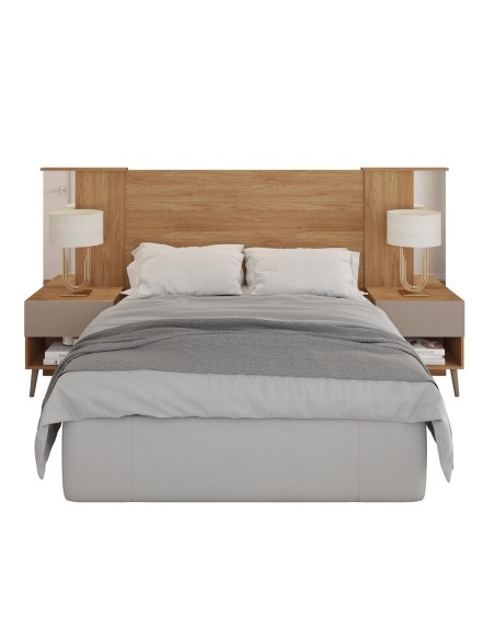 Cabecero REFLEX, extensible, 2 mesillas de noche, MDP buriti - fendi