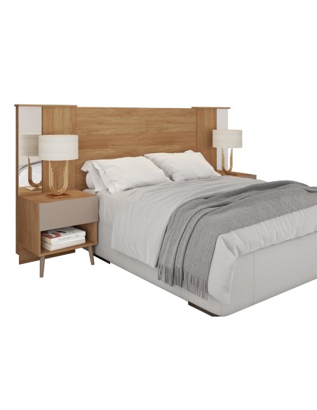 Cabecero REFLEX, extensible, 2 mesillas de noche, MDP buriti - fendi