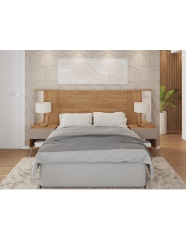 Cabecero REFLEX, extensible, 2 mesillas de noche, MDP buriti - fendi