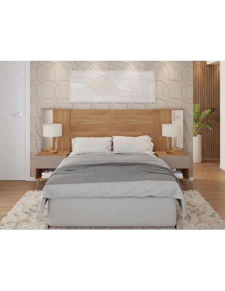 Cabecero REFLEX, extensible, 2 mesillas de noche, MDP buriti - fendi