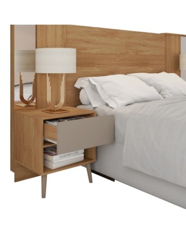 Cabecero REFLEX, extensible, 2 mesillas de noche, MDP buriti - fendi