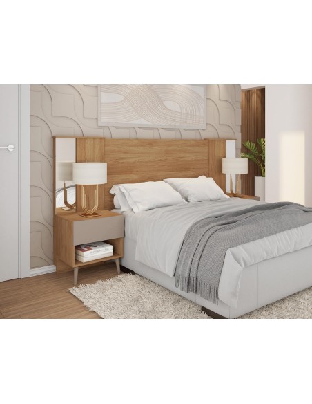 Cabecero REFLEX, extensible, 2 mesillas de noche, MDP buriti - fendi