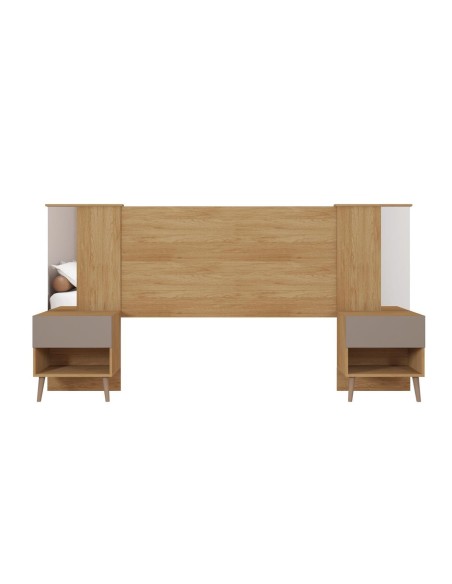 Cabecero REFLEX, extensible, 2 mesillas de noche, MDP buriti - fendi