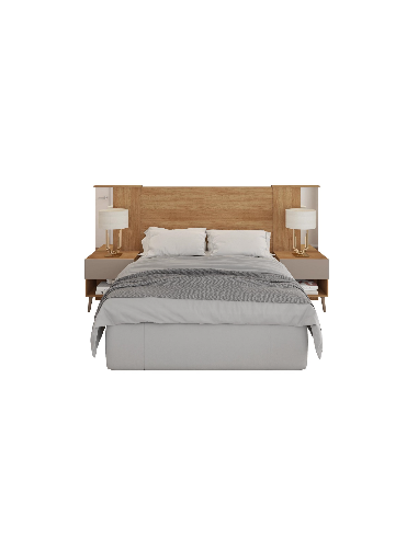 Cabecero REFLEX, extensible, 2 mesillas de noche, MDP buriti - fendi