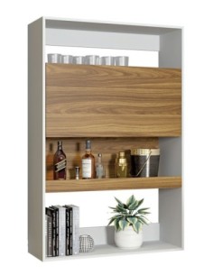 Armario SPAIN, multiusos, alto, MDP blanco y miel, 90x36x140 cms