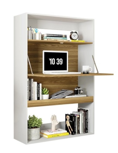 Armario SPAIN, multiusos, alto, MDP blanco y miel, 90x36x140 cms