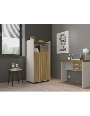 Mesa de oficina STUDIO 90, 2 cajones, bilaminado miel y cacao, 90 x 45 cms