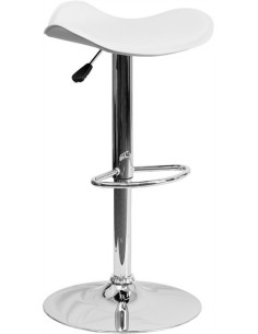 Taburete SAMBA (M), cromado, nappel blanco