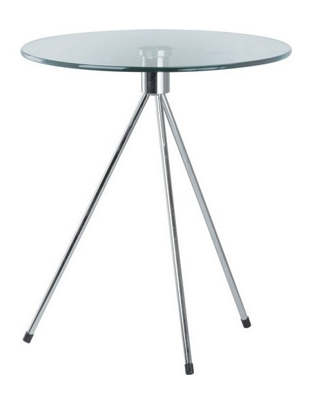 Mesa TRIPLICATE, baja, cromada, cristal,  50 cms diámetro.