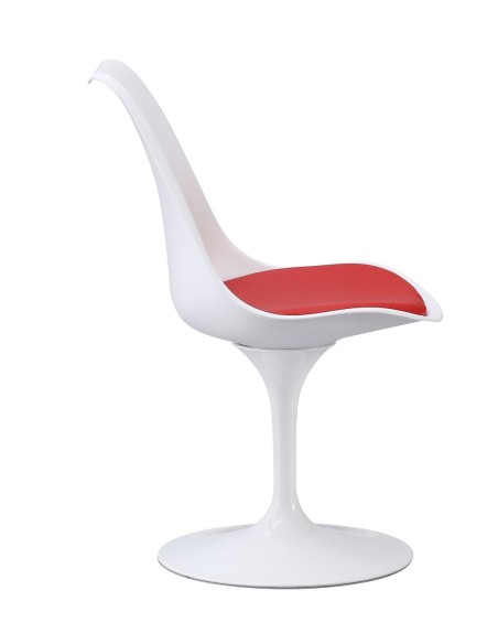 Silla TUL MT, metal, polipropileno blanco, cojín rojo