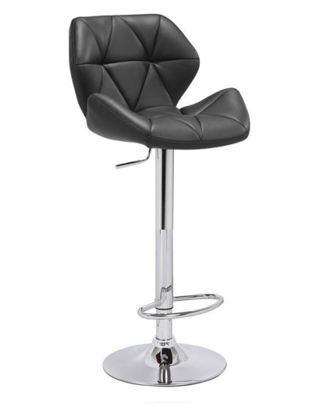 Taburete ORLANDO (M), cromado, tapizado negro