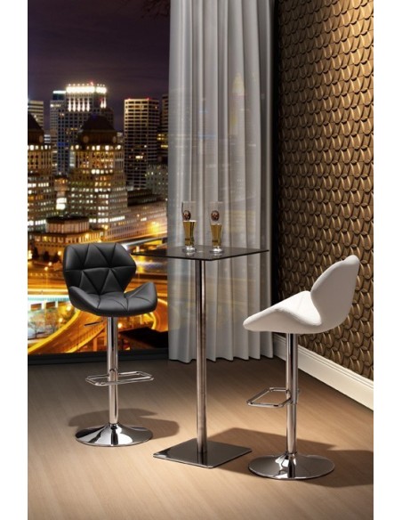 Taburete ORLANDO (M), cromado, tapizado negro