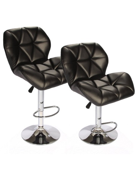 Taburete ORLANDO (M), cromado, tapizado negro