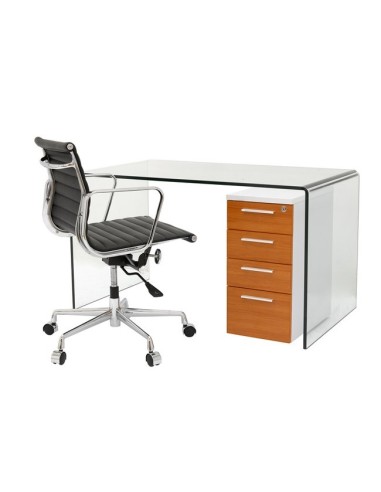 Mesa APOLO (SU), cristal curvado transparente, 125 x 70 cms