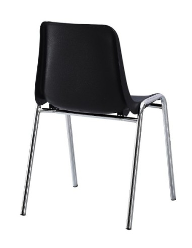 Silla CARCASA, apilable, cromada, polipropileno negro
