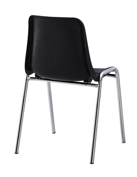 Silla CARCASA, apilable, cromada, polipropileno negro