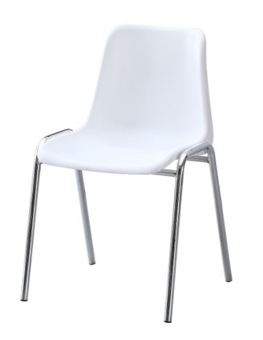 Silla CARCASA, apilable, cromada, polipropileno blanco