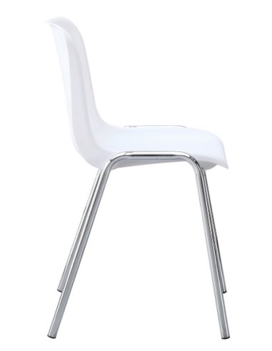 Silla CARCASA, apilable, cromada, polipropileno blanco