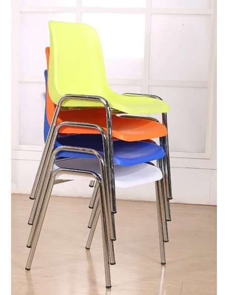Silla CARCASA, apilable, cromada, polipropileno blanco