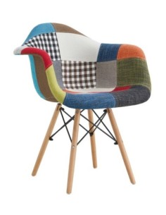 Sillón STAR PAT22, madera, tejido patchwork color 22