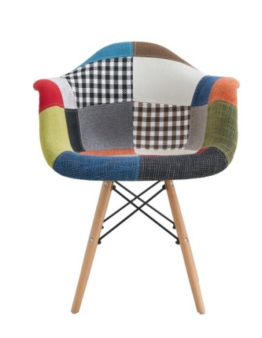 Sillón STAR PAT22, madera, tejido patchwork color 22